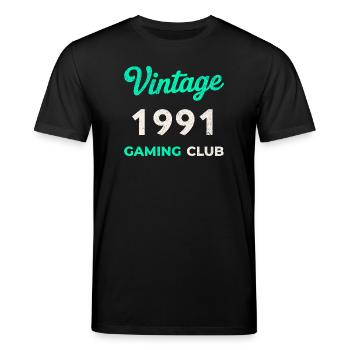 Vintage 1991 – Année de naissance rétro du Gaming Club - T-shirt bio CREATOR Stanley/Stella Unisexe - noir - Devant - Alina (178cm) & Michal (187cm)
