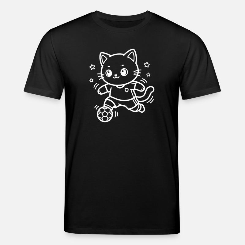 Fußball Kawaii Katze - Stanley/Stella Unisex Bio-T-Shirt CREATOR  - Schwarz