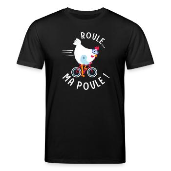 Roule Ma Poule – Cadeau Humour Cycliste Vélo Homme - T-shirt bio CREATOR Stanley/Stella Unisexe - noir - Devant - Alina (178cm) & Michal (187cm)