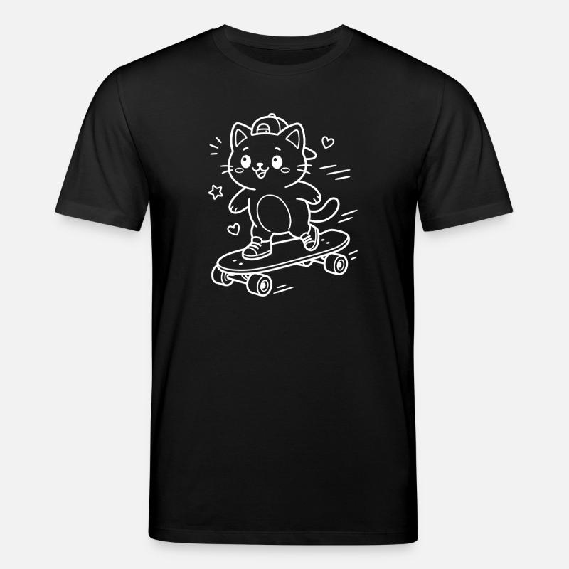 Skateboarding Kawaii Katze - Stanley/Stella Unisex Bio-T-Shirt CREATOR  - Schwarz