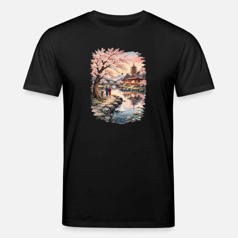 Fleurs traditionnelles de cerisier japonais - T-shirt bio CREATOR Stanley/Stella Unisexe - noir