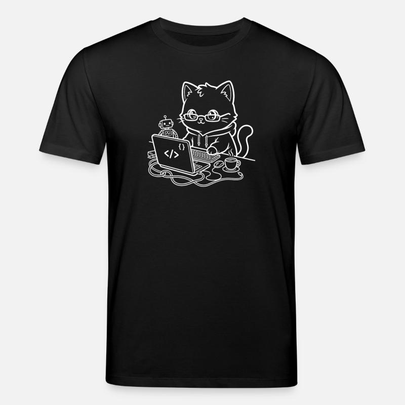 Coder Kawaii Katze Programmierer - Stanley/Stella Unisex Bio-T-Shirt CREATOR  - Schwarz