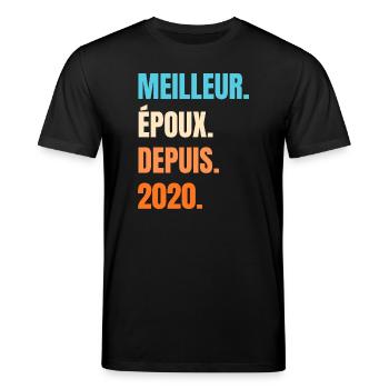 Meilleur Époux Depuis 2020 Cadeau Mari - T-shirt bio CREATOR Stanley/Stella Unisexe - noir - Devant - Alina (178cm) & Michal (187cm)