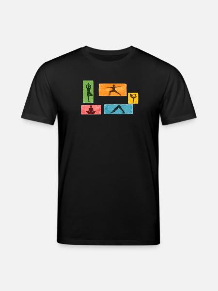 Bunte Yoga Silhouetten - Stanley/Stella Unisex Bio-T-Shirt CREATOR - Schwarz