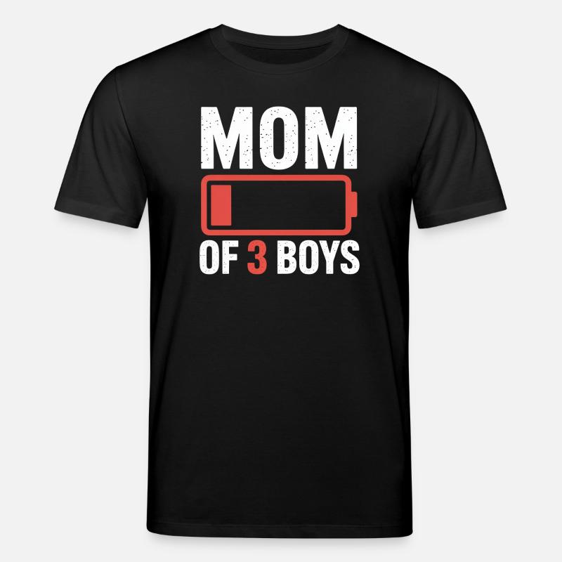 Mutter von 3 Jungs Batterie-Ikon-Tee - Stanley/Stella Unisex Bio-T-Shirt CREATOR  - Schwarz