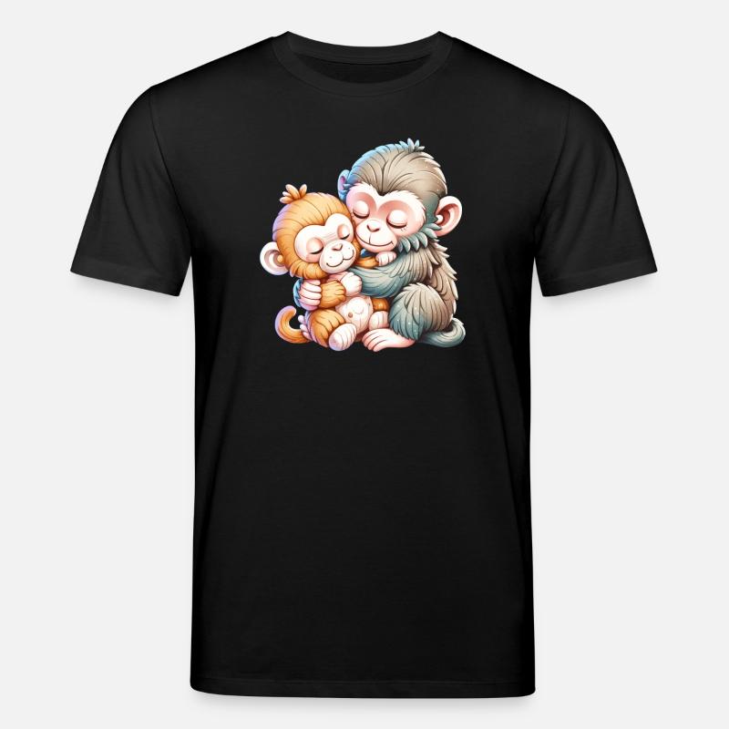 Hugging Monkey Duo - Stanley/Stella CREATOR Unisex Organic T-Shirt - black