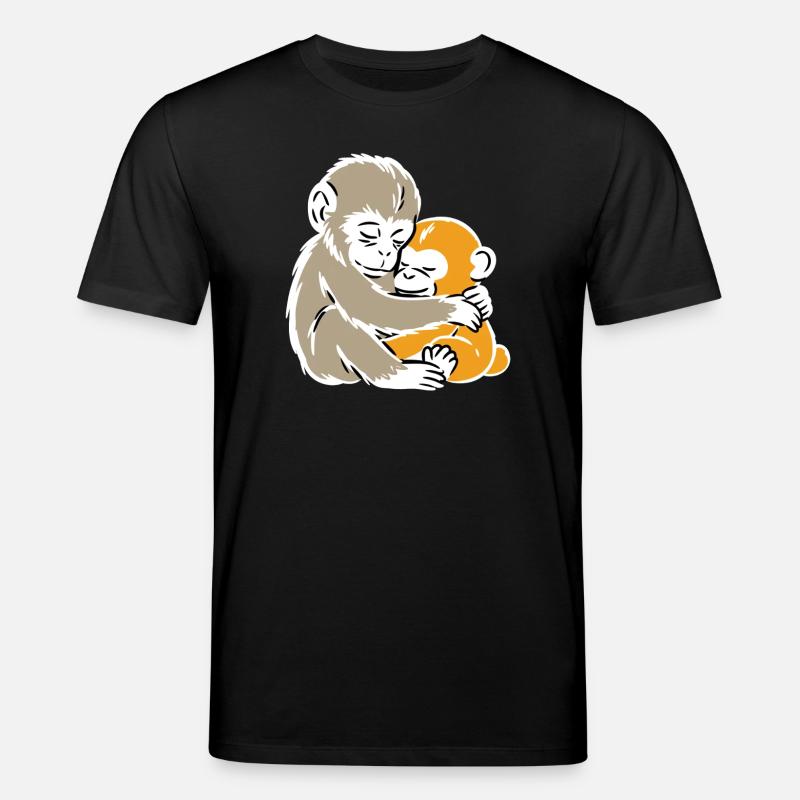Monkey Hug Duo Illustration - T-shirt bio CREATOR Stanley/Stella Unisexe - noir
