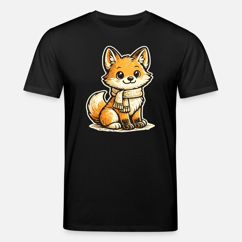 Kuschelfuchs mit Schal Cartoon - Stanley/Stella Unisex Bio-T-Shirt CREATOR - Schwarz