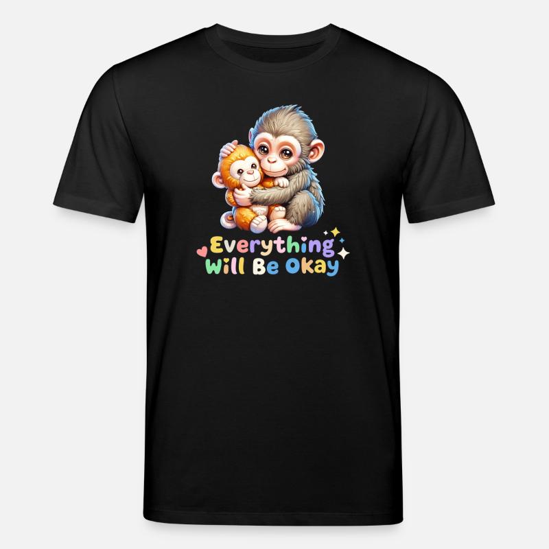 Alles wird gut, Affen-Duo - Stanley/Stella Unisex Bio-T-Shirt CREATOR  - Schwarz
