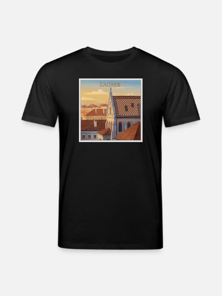 Zagreb Dachlandschaft im Abendlicht - Stanley/Stella Unisex Bio-T-Shirt CREATOR - Schwarz