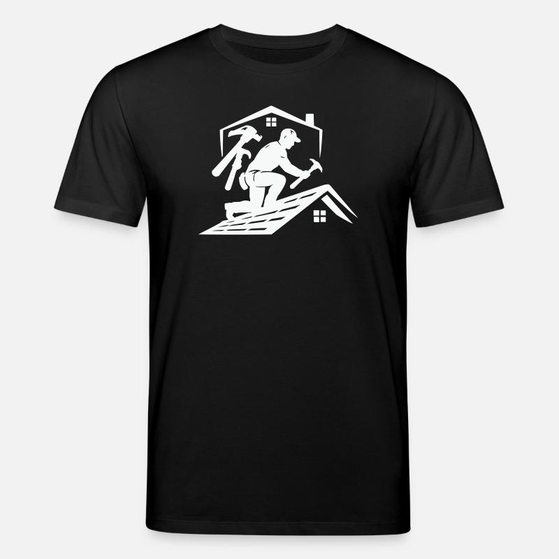 Dachdecker Silhouette am Dach - Stanley/Stella Unisex Bio-T-Shirt CREATOR - Schwarz