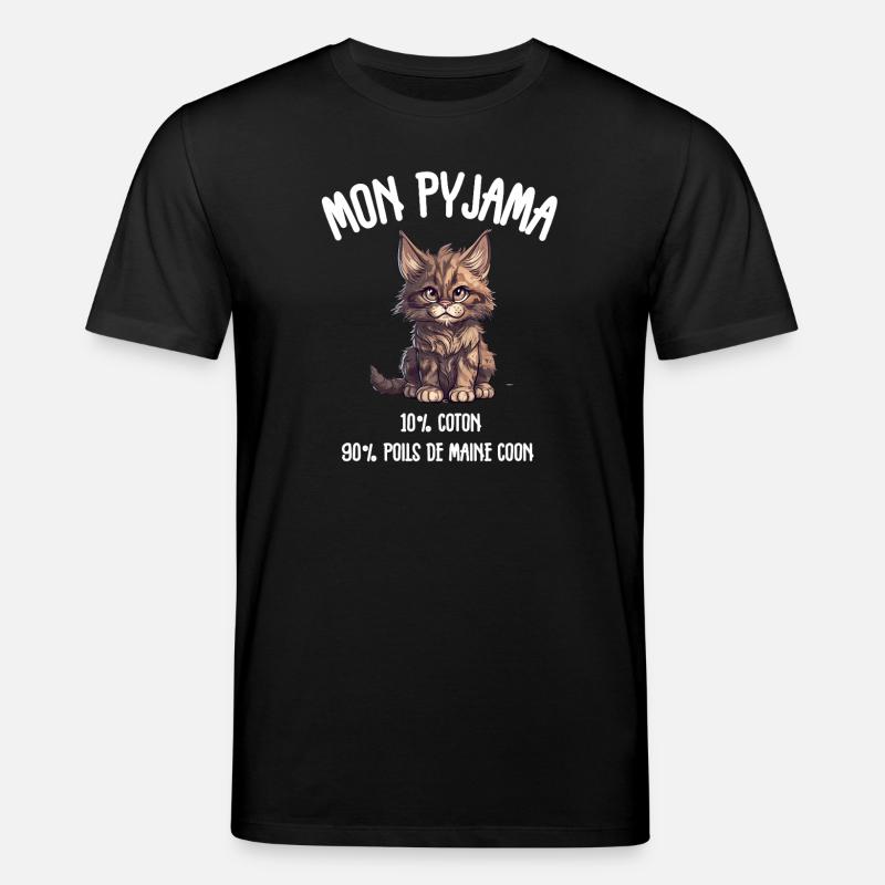 Pyjama Chat Maine Coon Humour - T-shirt bio CREATOR Stanley/Stella Unisexe - noir