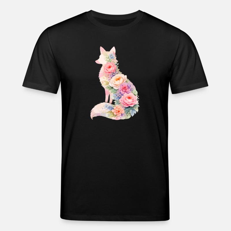 Silhouette florale pastel Fox - T-shirt bio CREATOR Stanley/Stella Unisexe - noir