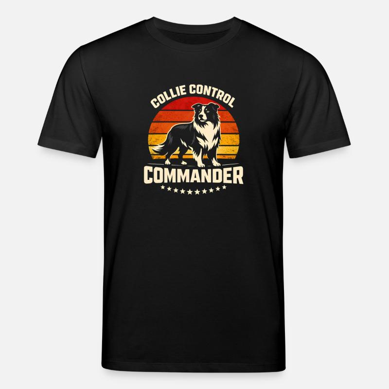 Collie Commando | Border Collie Rétro - T-shirt bio CREATOR Stanley/Stella Unisexe - noir