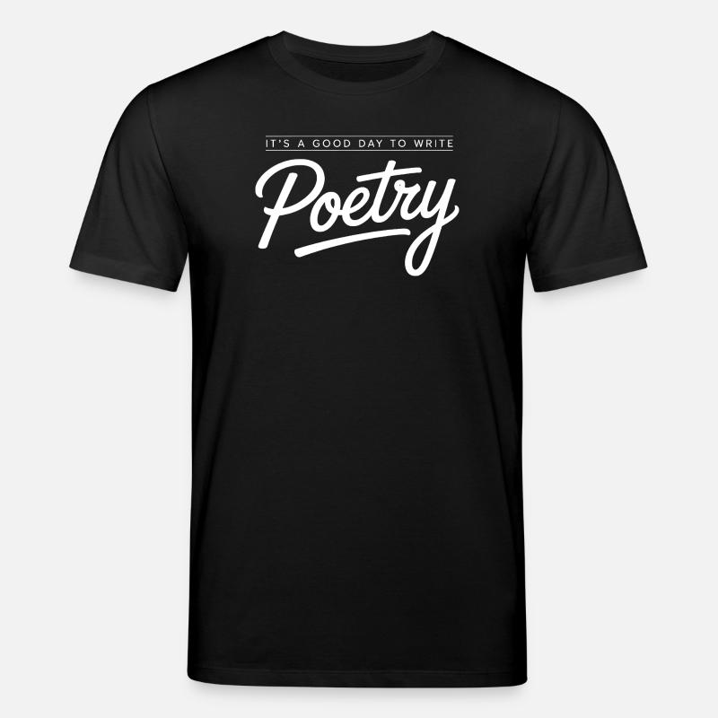Poetry Script Monochrome Tee - Stanley/Stella CREATOR Unisex Organic T-Shirt - black