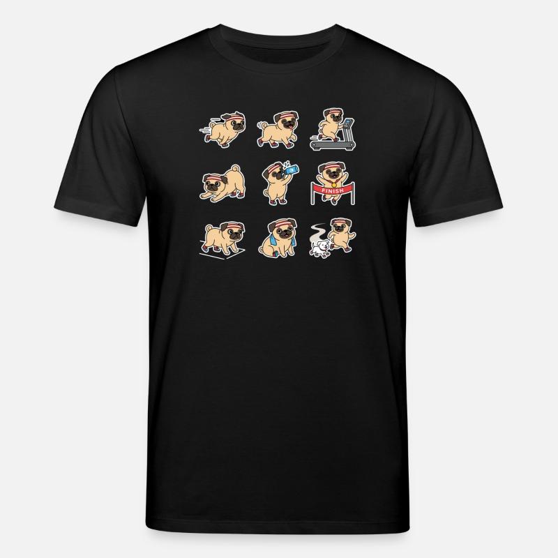 Funny Pug Jogging Marathon Runner - Stanley/Stella CREATOR Unisex Organic T-Shirt - black