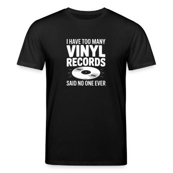 Ich habe zu viele Vinylplatten, sagte niemand. - Stanley/Stella Unisex Bio-T-Shirt CREATOR  - Schwarz - Vorne - Alina (178cm) & Michal (187cm)