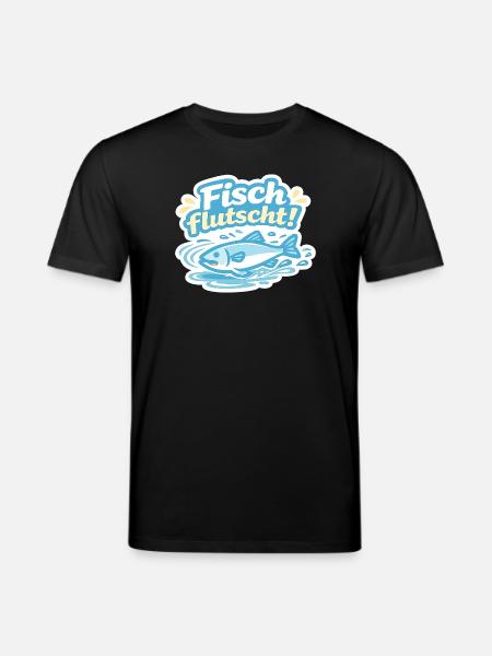 Fisch flutscht! Cartoon-Sticker - Stanley/Stella Unisex Bio-T-Shirt CREATOR - Schwarz