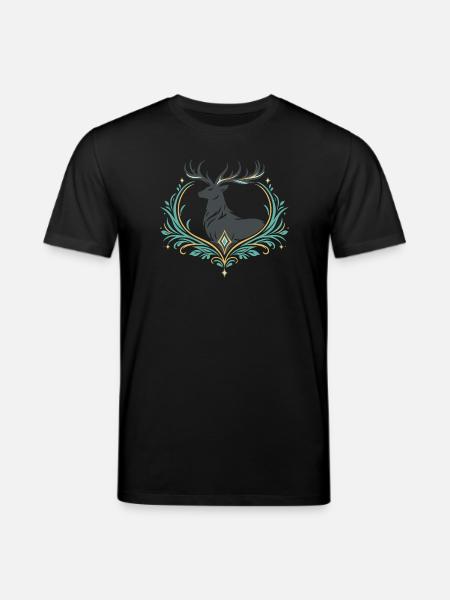 Hirsch im Ornamentherz - Stanley/Stella Unisex Bio-T-Shirt CREATOR - Schwarz
