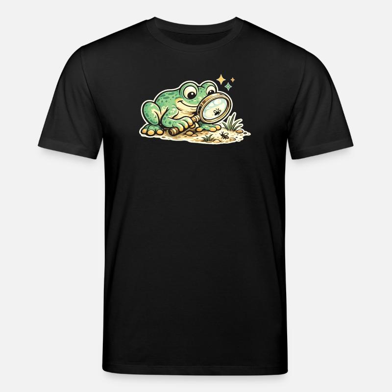 Frosch mit Lupe auf Spurensuche - Stanley/Stella Unisex Bio-T-Shirt CREATOR  - Schwarz