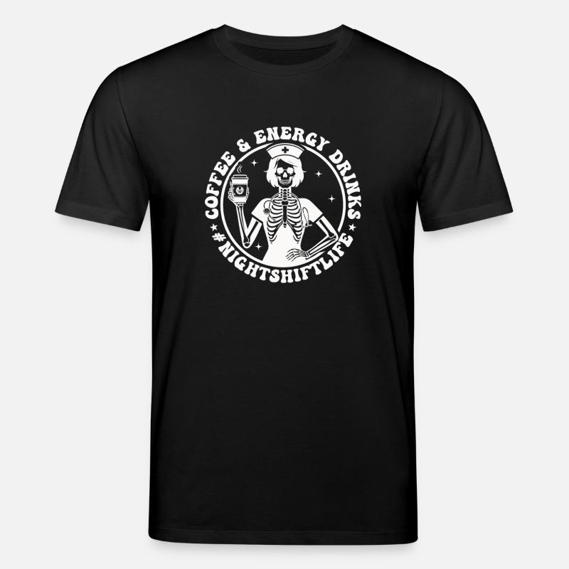 Squelette de café de nuit - T-shirt bio CREATOR Stanley/Stella Unisexe - noir