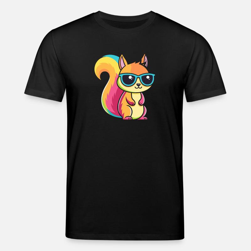 Regenbogen-Eichhörnchen mit Brille - Stanley/Stella Unisex Bio-T-Shirt CREATOR  - Schwarz
