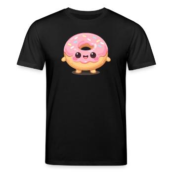 Donut kawaï avec glaçage rose - T-shirt bio CREATOR Stanley/Stella Unisexe - noir - Devant - Alina (178cm) & Michal (187cm)
