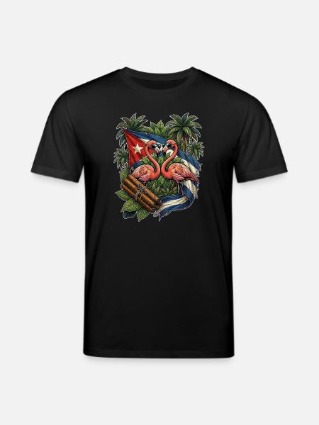 Cuba Flag Flamingo - Stanley/Stella CREATOR Unisex Organic T-Shirt - black