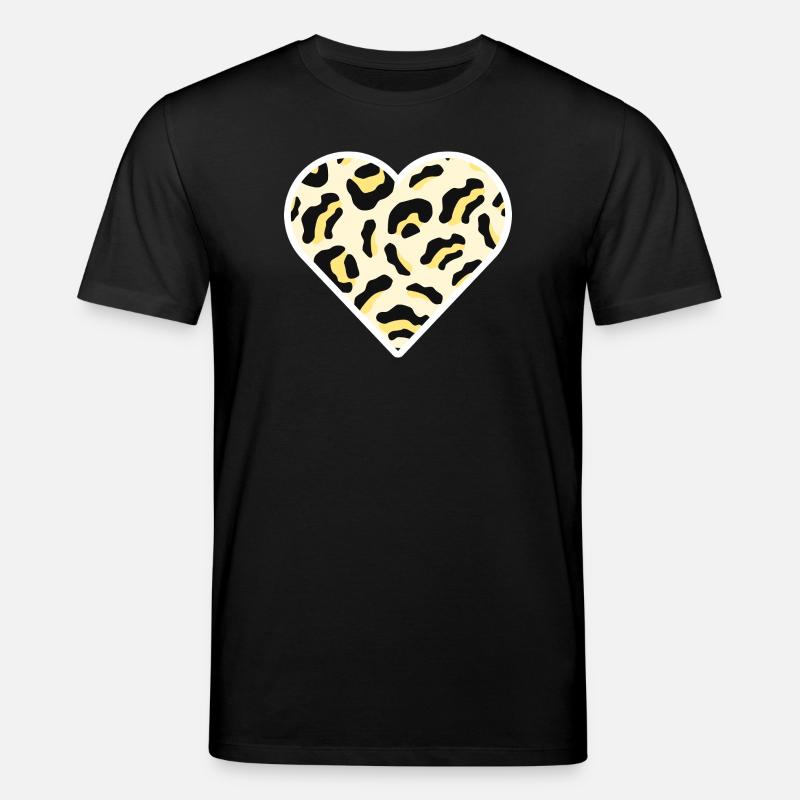 Klassisches Herz mit Leopardenmuster - Stanley/Stella Unisex Bio-T-Shirt CREATOR  - Schwarz