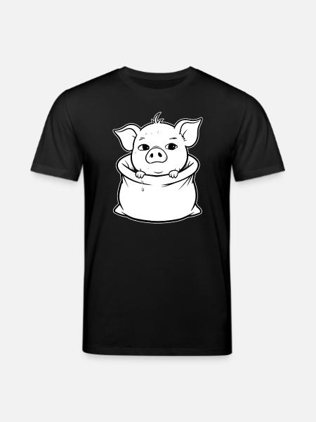 Purring piggy in a sack - Stanley/Stella CREATOR Unisex Organic T-Shirt - black