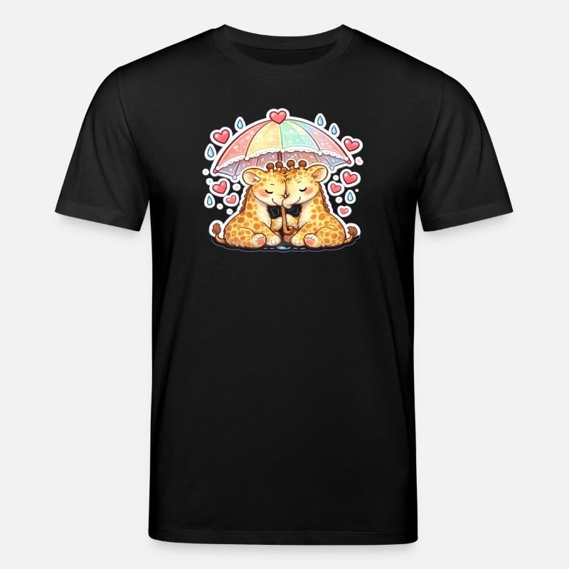 Girafes câlines sous arc-en-ciel - T-shirt bio CREATOR Stanley/Stella Unisexe - noir