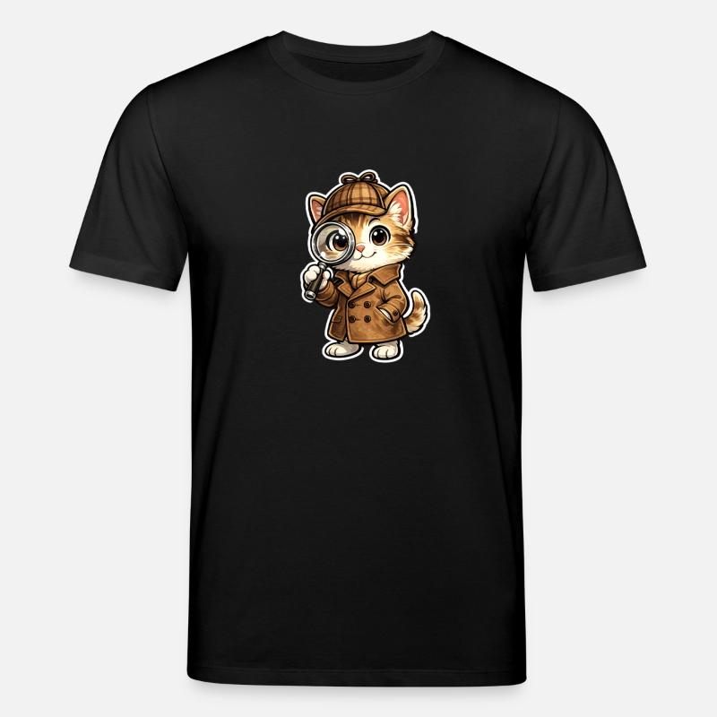 Katzendetektiv mit Lupe - Stanley/Stella Unisex Bio-T-Shirt CREATOR - Schwarz