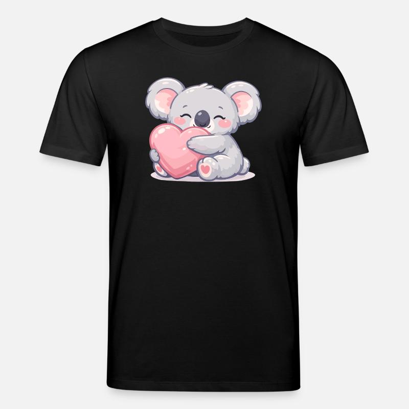 Kleiner Koala kuschelt Herz - Stanley/Stella Unisex Bio-T-Shirt CREATOR  - Schwarz