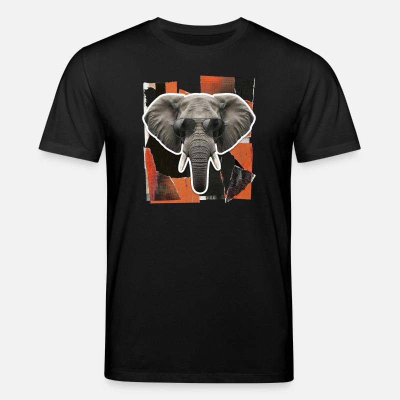 Elefant Sonnenbrille Risographie - Stanley/Stella Unisex Bio-T-Shirt CREATOR - Schwarz