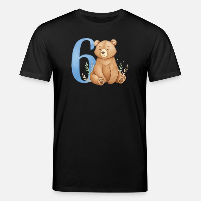 Aquarell Bär mit Zahl 6 - Stanley/Stella Unisex Bio-T-Shirt CREATOR  - Schwarz