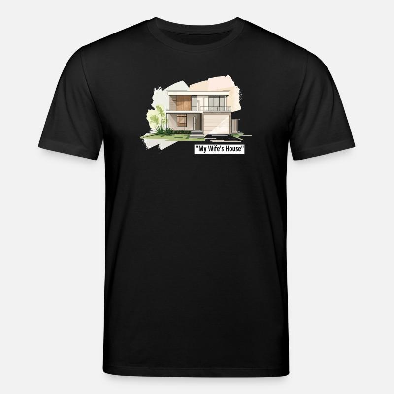 Ultramoderne Familienhausillustration - Stanley/Stella Unisex Bio-T-Shirt CREATOR  - Schwarz