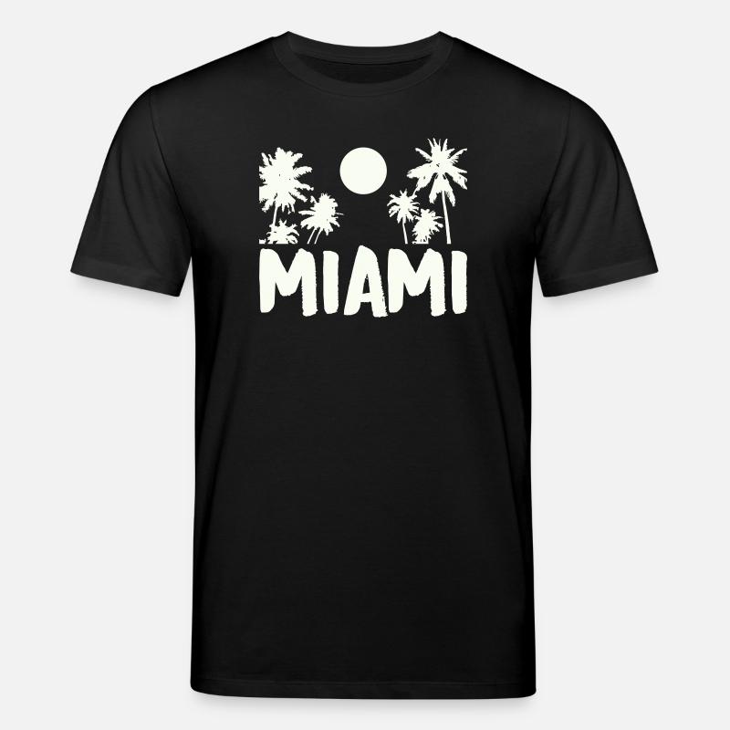 Miami Night Palm Trees - Stanley/Stella CREATOR Unisex Organic T-Shirt - black