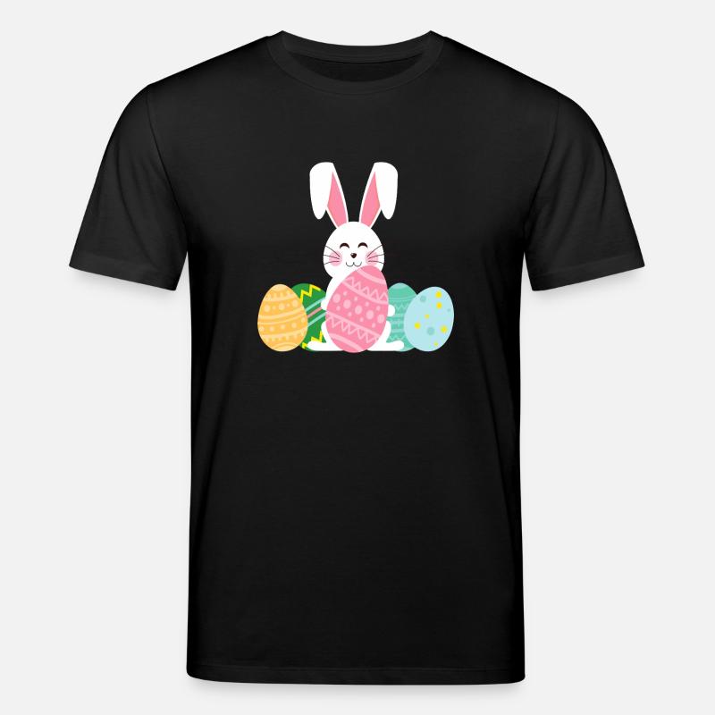 Pastel Easter Bunny with Eggs - Stanley/Stella CREATOR Unisex Organic T-Shirt - black