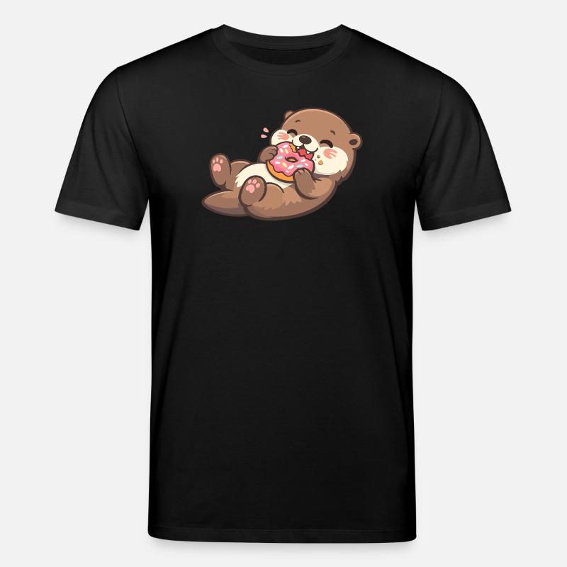Kuschelbär mit Donut-Genuss - Stanley/Stella Unisex Bio-T-Shirt CREATOR  - Schwarz