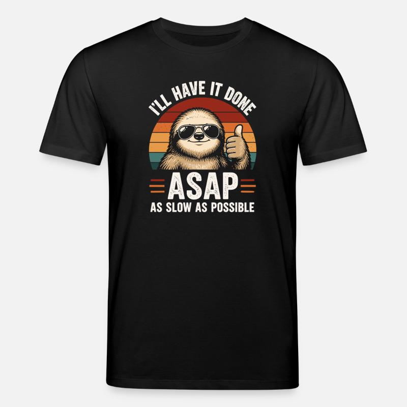 Slow As Possible Sloth Retro - Stanley/Stella CREATOR Unisex Organic T-Shirt - black