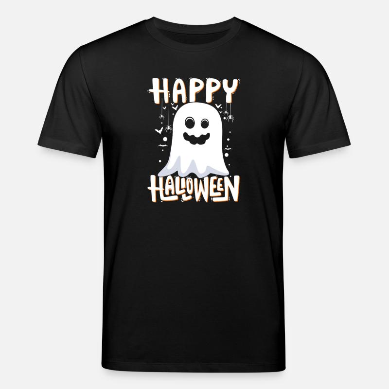 Happy Halloween Ghost Illustration - Stanley/Stella CREATOR Unisex Organic T-Shirt - black