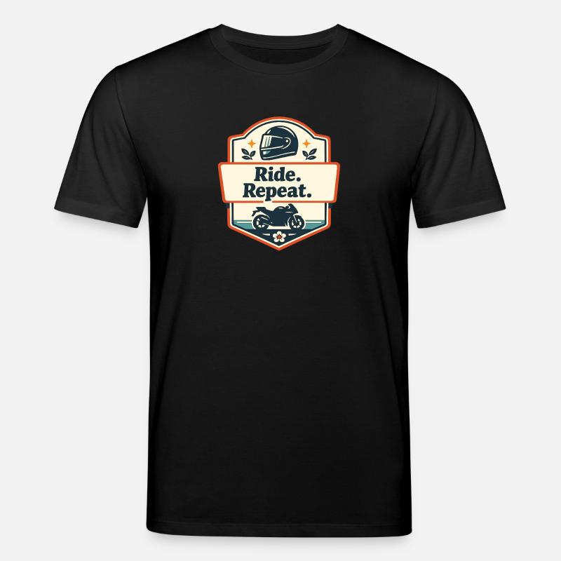 Ride. Repeat. Motorcycle Statement - Stanley/Stella CREATOR Unisex Organic T-Shirt - black