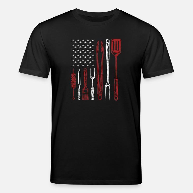 BBQ Grill Tools US Flag Pitmaster - Stanley/Stella CREATOR Unisex Organic T-Shirt - black