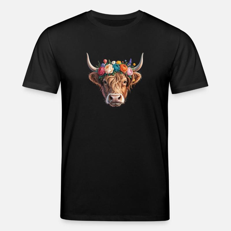 Kuh mit Blumenkrone - Stanley/Stella Unisex Bio-T-Shirt CREATOR  - Schwarz
