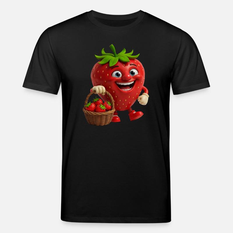 Erdbeere mit Gesicht - Stanley/Stella Unisex Bio-T-Shirt CREATOR - Schwarz