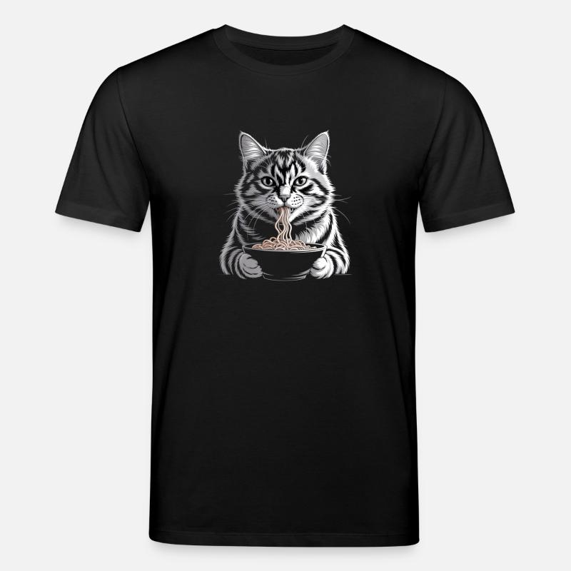 Le chat mange des ramen - T-shirt bio CREATOR Stanley/Stella Unisexe - noir