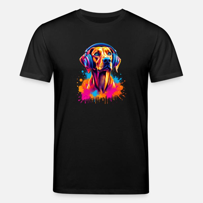 Viszla avec un casque - T-shirt bio CREATOR Stanley/Stella Unisexe - noir