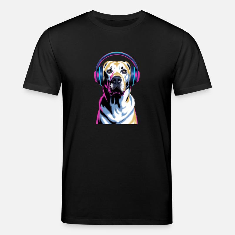 Labrador mit Kopfhörern - Stanley/Stella Unisex Bio-T-Shirt CREATOR - Schwarz