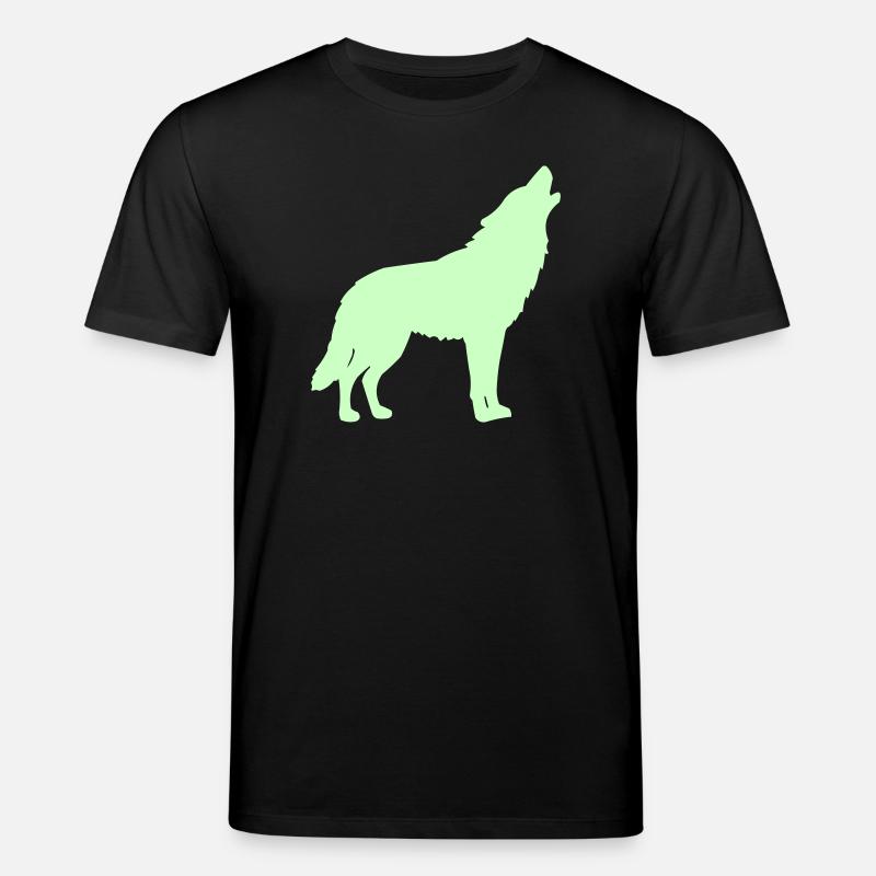 Wolfsilhouette Neon Grün - Stanley/Stella Unisex Bio-T-Shirt CREATOR - Schwarz