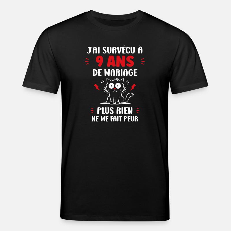 Survivre 9 ans de mariage - T-shirt bio CREATOR Stanley/Stella Unisexe - noir
